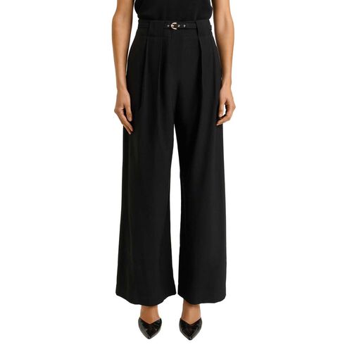 Veronika Maine Drapey Viscose Twill Pleat Tuck Pant